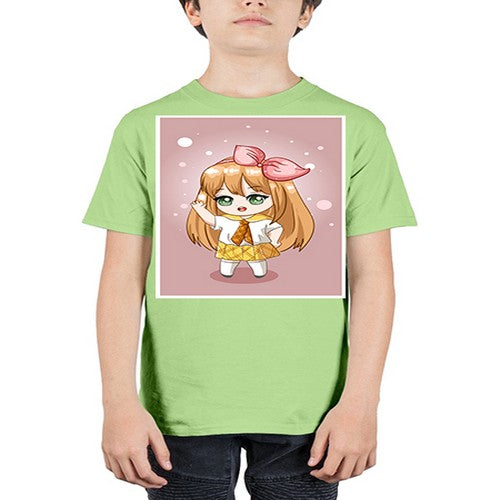 Cute little girl yellow hair wearing uniform 130# - anime - Youth Tee Unisex