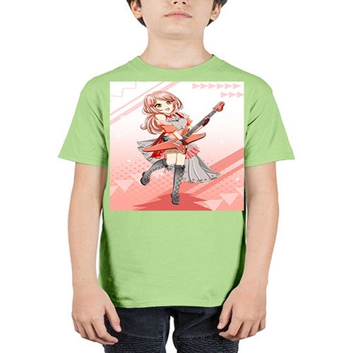 Cute rock star girl with guitar game 17# - anime - Youth Tee Unisex