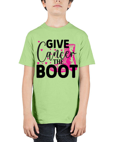 Give Cancer the Boot 24# - breast cancer - Youth Tee Unisex