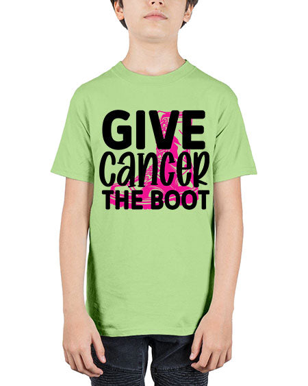 Give Cancer the Boot 25# - breast cancer - Youth Tee Unisex