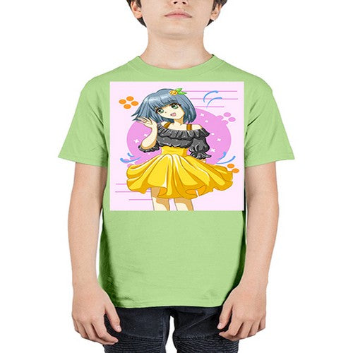 Happy and funny girl with black yellow dress in summer 41# - anime - Youth Tee Unisex