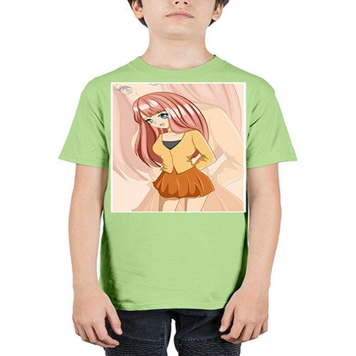 Happy beautiful and cute girl pink long hair 5# - anime - Youth Tee Unisex
