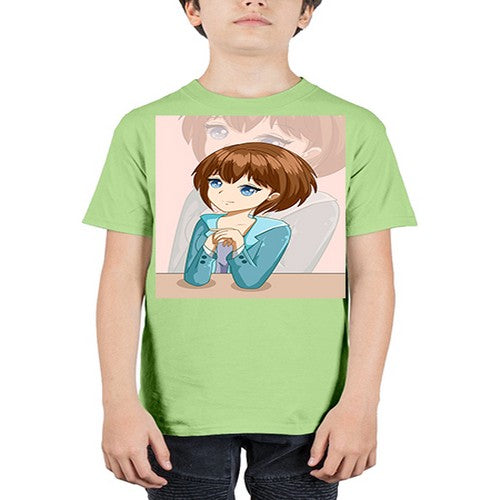 Happy beautiful and elegant girl brown hair 36# - anime - Youth Tee Unisex