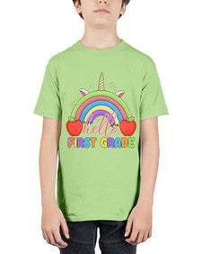 Hello first Grade Unicorn Rainbow 281# - first grade - Youth Tee Unisex