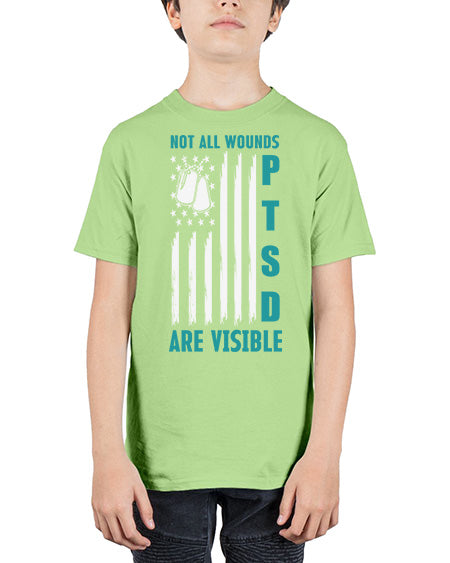 PTSD Awareness Not All Wounds 8# - PTSD - Youth Tee Unisex