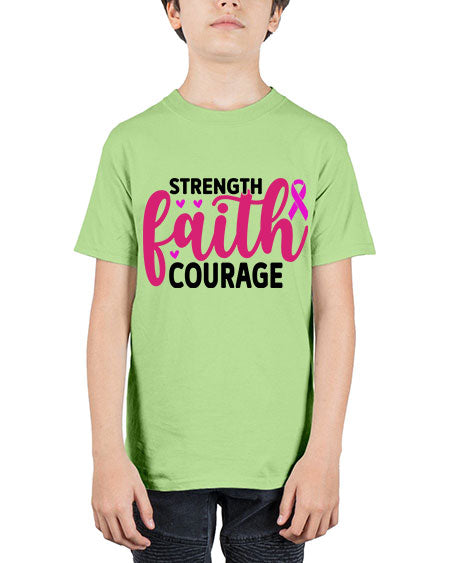 Strength Faith Courage 8# - breast cancer - Youth Tee Unisex