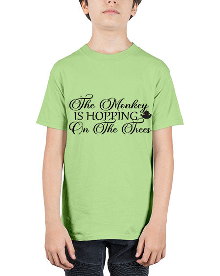 The monkey is hopping on  - monkey - Youth Tee Unisex