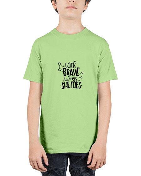 With Brave Wings She Flies - butterfly - Youth Tee Unisex