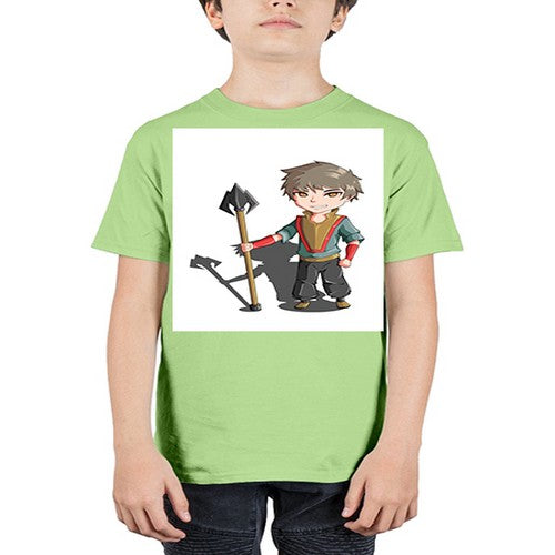 a little boy holding a spear79# - anime - Youth Tee Unisex