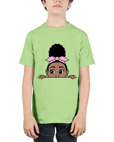 afro puff bandana girl peekaboo 86# - black girls or women - Youth Tee Unisex
