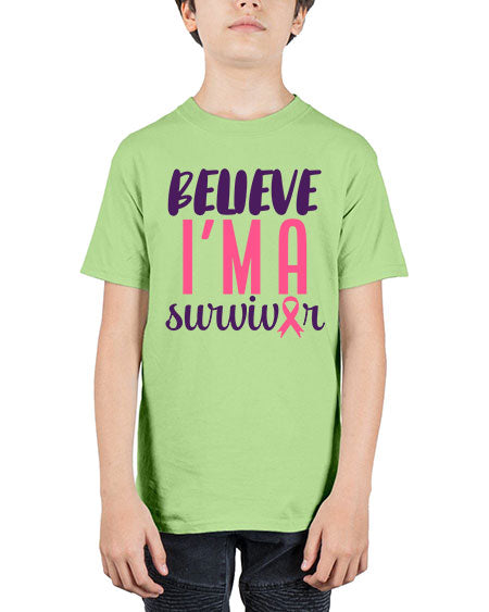 believe im a survivor Style 16# - breast cancer - Youth Tee Unisex