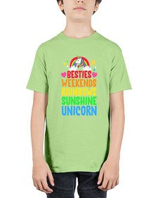 besties weekends rainbows sunshine unicorn 58# - unicorn - Youth Tee Unisex