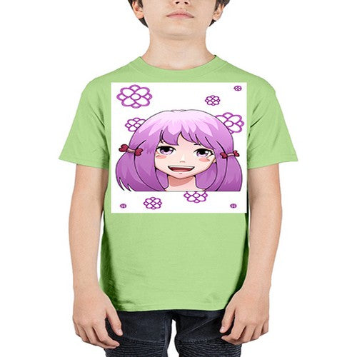 cute ponytails purple hair girl 63# - anime - Youth Tee Unisex