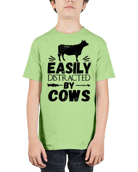 easily distracted by cows - cow - Youth Tee Unisex
