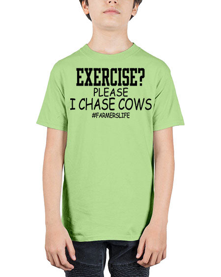 exercise please i chase cows - cow - Youth Tee Unisex