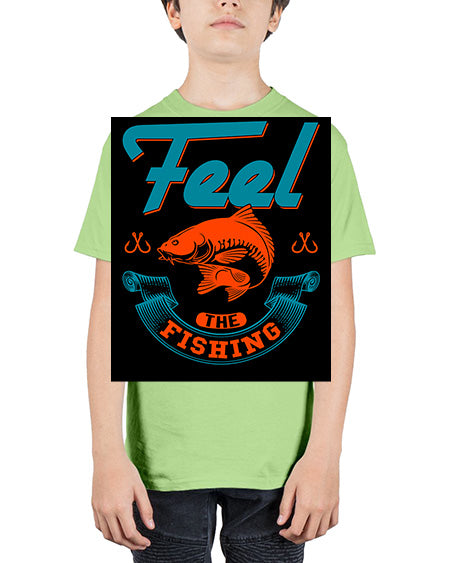 feel the fishing png 60# - shark-fish - Youth Tee Unisex