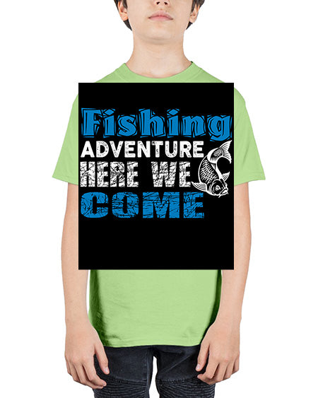 fishing adventure here we come png 52# - shark-fish - Youth Tee Unisex