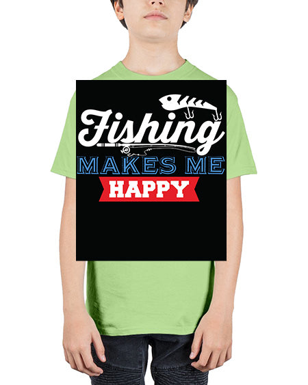 fishing makes me happy png 46# - shark-fish - Youth Tee Unisex