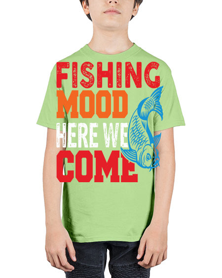 fishing mood here we come png 76# - shark-fish - Youth Tee Unisex