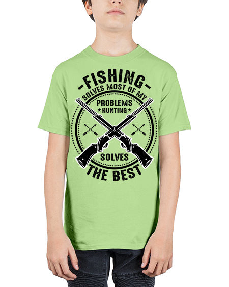 fishing solves most 74# - shark-fish - Youth Tee Unisex