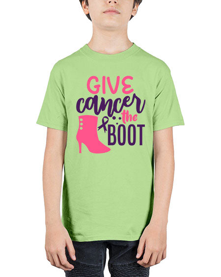 give cancer the boot Style 11# - breast cancer - Youth Tee Unisex