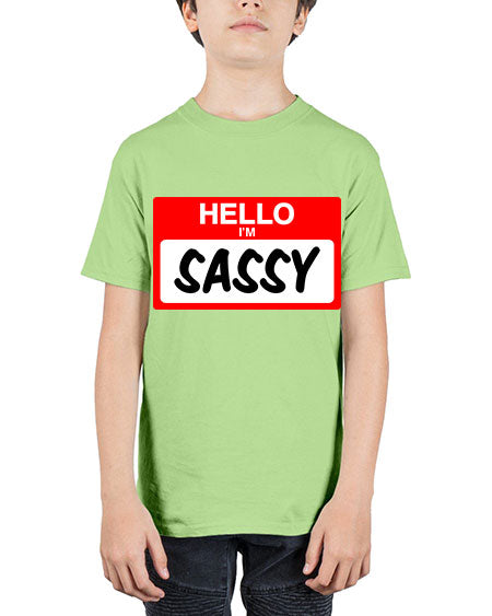 hello im sassy 129# - black words and phrases - Youth Tee Unisex