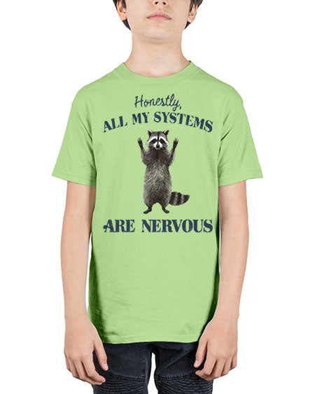honestly all my systems are nervous 19# - raccoon - Youth Tee Unisex