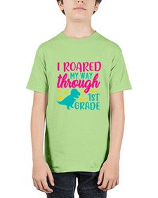 i roared my way through first grade 374# - first grade - Youth Tee Unisex
