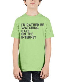 id rather be watching cats on the internet - cats - Youth Tee Unisex