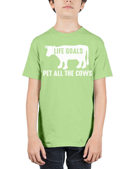 life goals pet all the cows - cow - Youth Tee Unisex