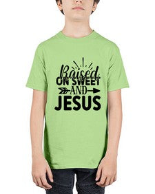 raised on sweet and jesus 1491# - tea - Youth Tee Unisex