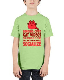 sending cute cat videos to people is the only way i know how to socialize - cats - Youth Tee Unisex