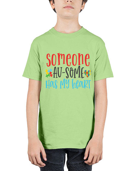 someone ausome has my heart Style 40# - autism - Youth Tee Unisex