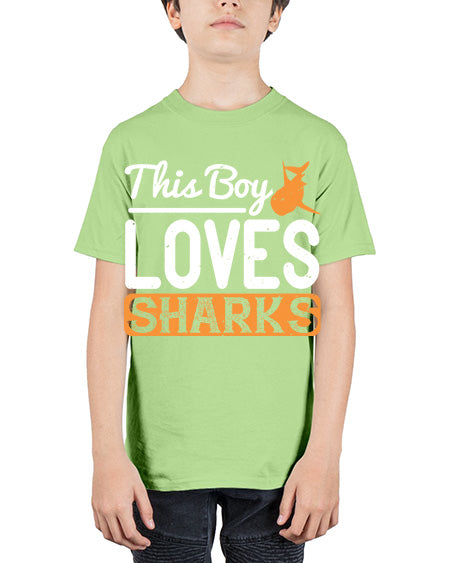 this boy loves sharks Style 14# - shark-fish - Youth Tee Unisex