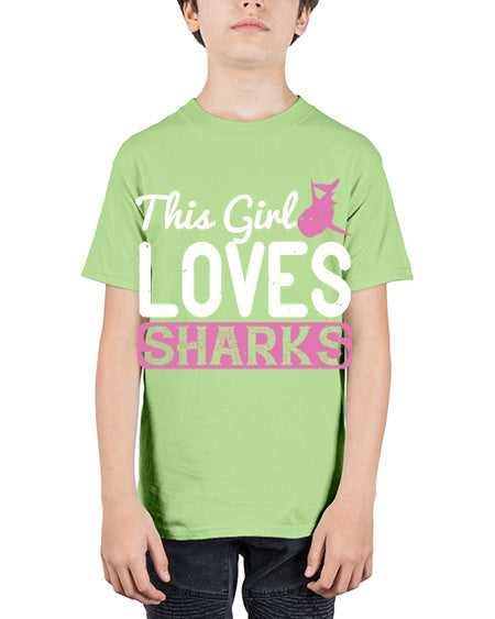 this girl loves sharks Style 12# - shark-fish - Youth Tee Unisex
