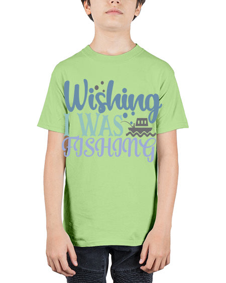 wishing i was fishing 90# - shark-fish - Youth Tee Unisex