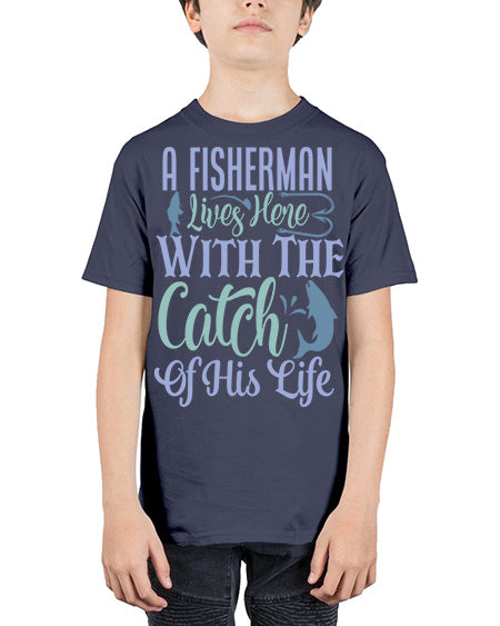 A Fisherman Lives Here With The Catch Of His Life 125# - shark-fish - Youth Tee Unisex