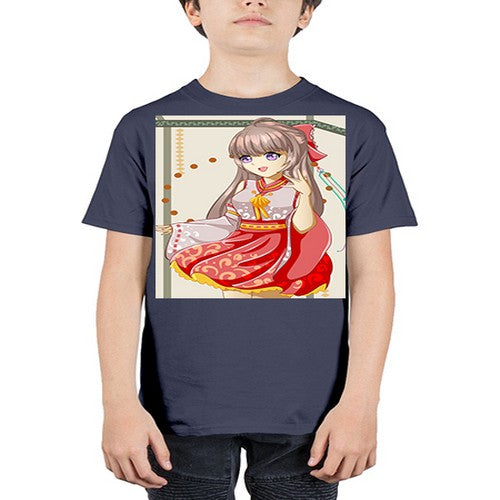 A beautiful and happy girl with kimono 104# - anime - Youth Tee Unisex