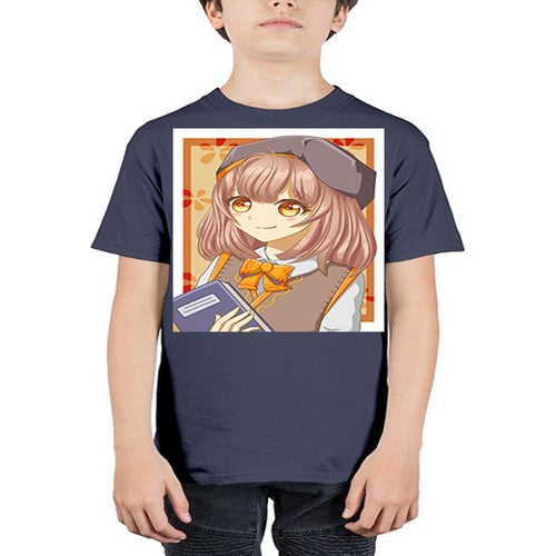 A beautiful girl wearing uniform with book 93# - anime - Youth Tee Unisex