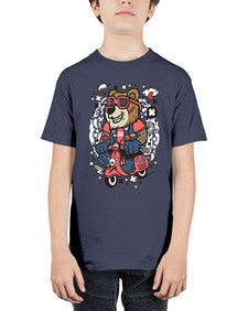 Bear scooterist 16# - cartoon animals - Youth Tee Unisex