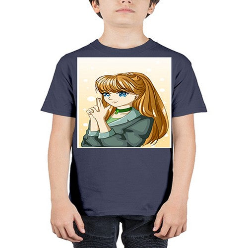Beautiful and cool girl with long blonde hair 152# - anime - Youth Tee Unisex