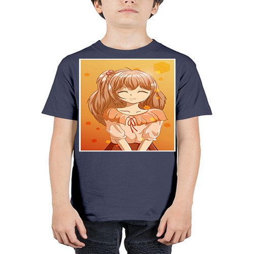 Beautiful and cute girl brown hair at sunset 164# - anime - Youth Tee Unisex