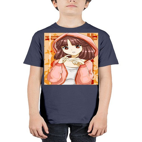Beautiful and cute girl brown hair with jacket 81# - anime - Youth Tee Unisex