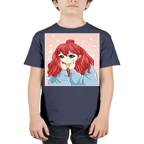 Beautiful and cute girl long red hair with jacket 150# - anime - Youth Tee Unisex