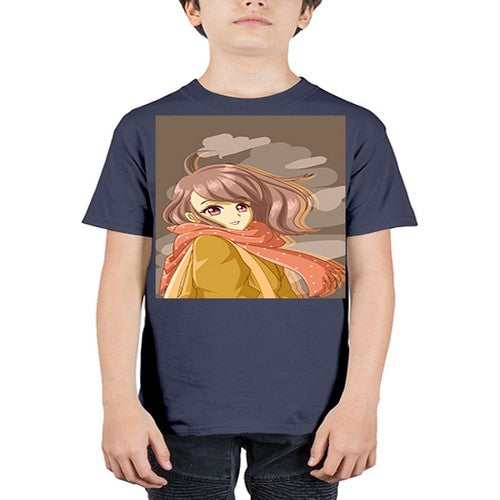 Beautiful and cute girl with scarf 91# - anime - Youth Tee Unisex