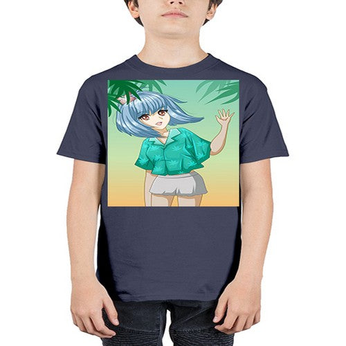Beautiful and happy girl on the beach in summer 48# - anime - Youth Tee Unisex