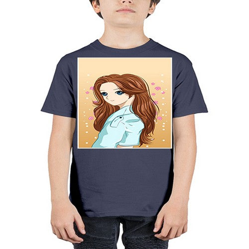 Beautiful and pretty girl brown long hair 123# - anime - Youth Tee Unisex