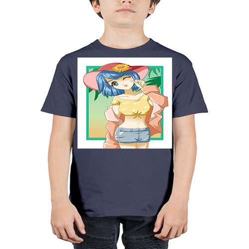 Beautiful and sexy girl on the beach with cute hat in summer 1# - anime - Youth Tee Unisex
