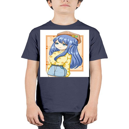 Beautiful and soft girl blue hair in summer 153# - anime - Youth Tee Unisex