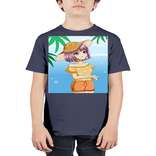 Beautiful girl in summer with sunflower 116# - anime - Youth Tee Unisex